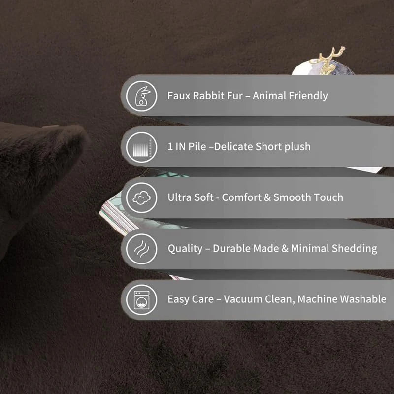 Chocolate Faux Rabbit Fur Rug - Image 7