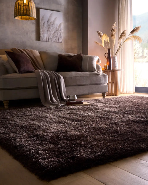 Chocolate Solid Plush Shag Rug - Image 1