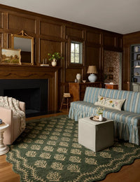 Christmas Forest Oatmeal Floral Hand-Tufted Wool Rug - Image 1