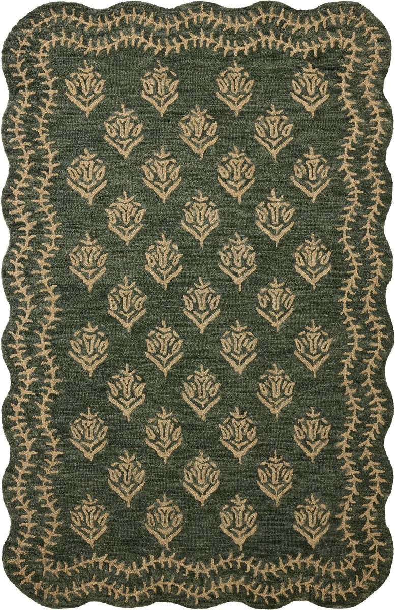 Christmas Forest Oatmeal Floral Hand-Tufted Wool Rug - Image 2