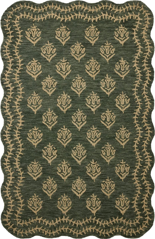 Christmas Forest Oatmeal Floral Hand-Tufted Wool Rug - Image 2