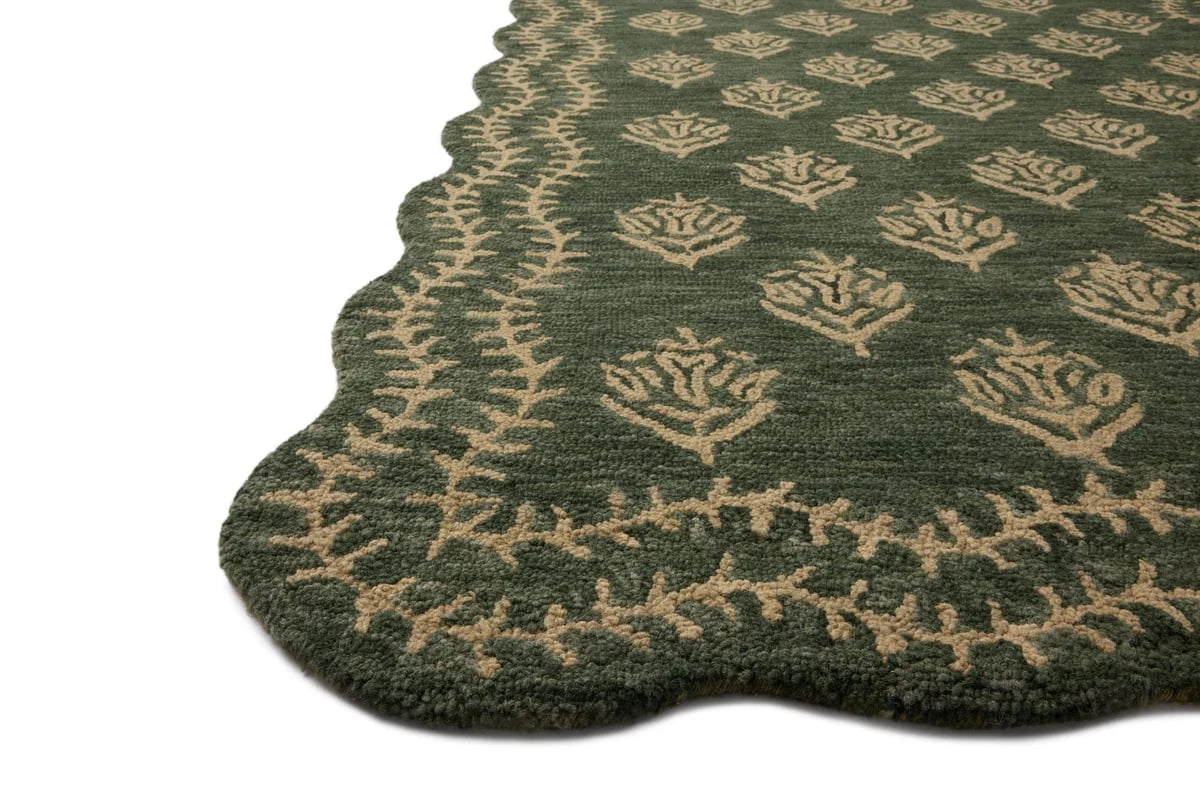 Christmas Forest Oatmeal Floral Hand-Tufted Wool Rug - Image 4