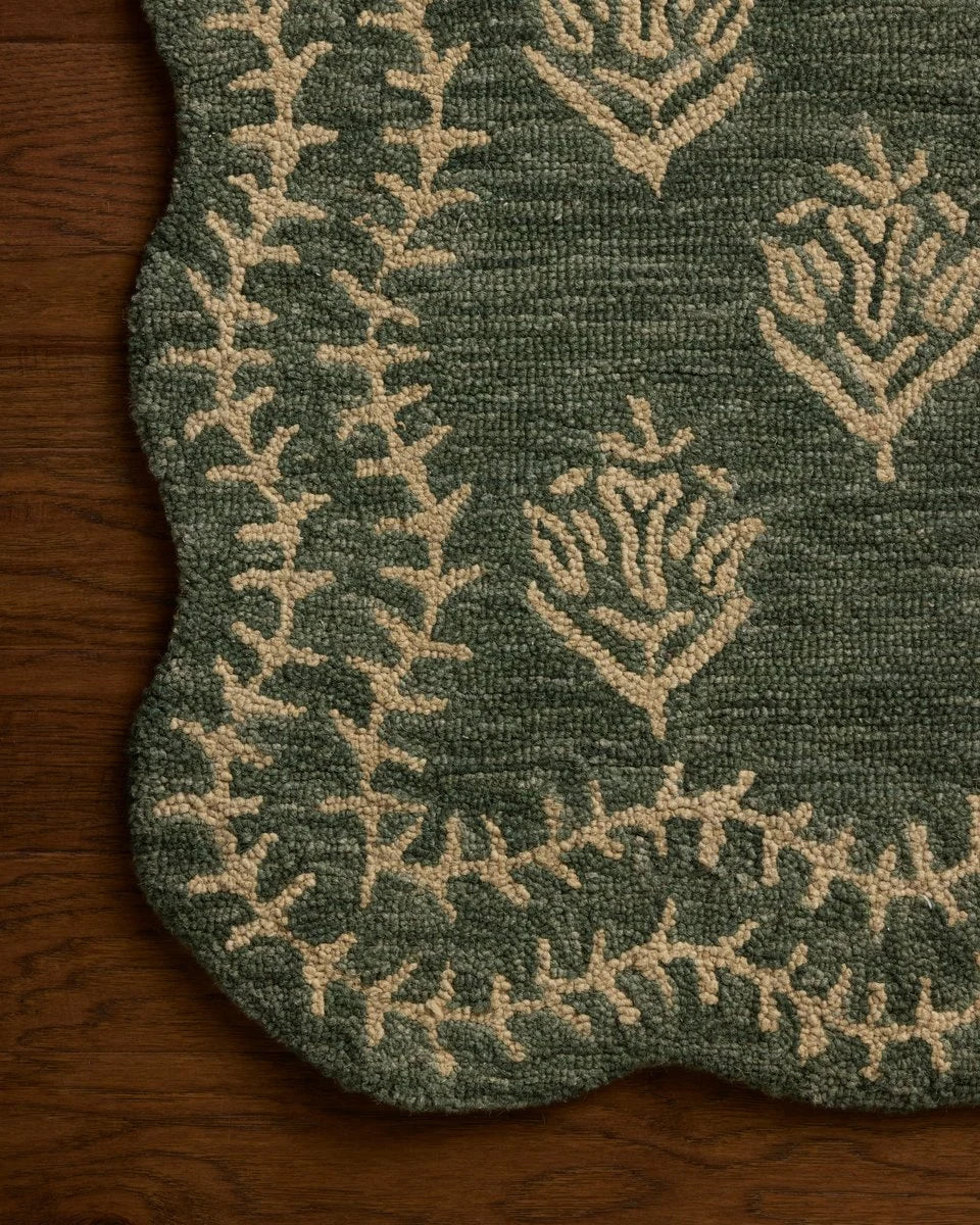 Christmas Forest Oatmeal Floral Hand-Tufted Wool Rug - Image 5