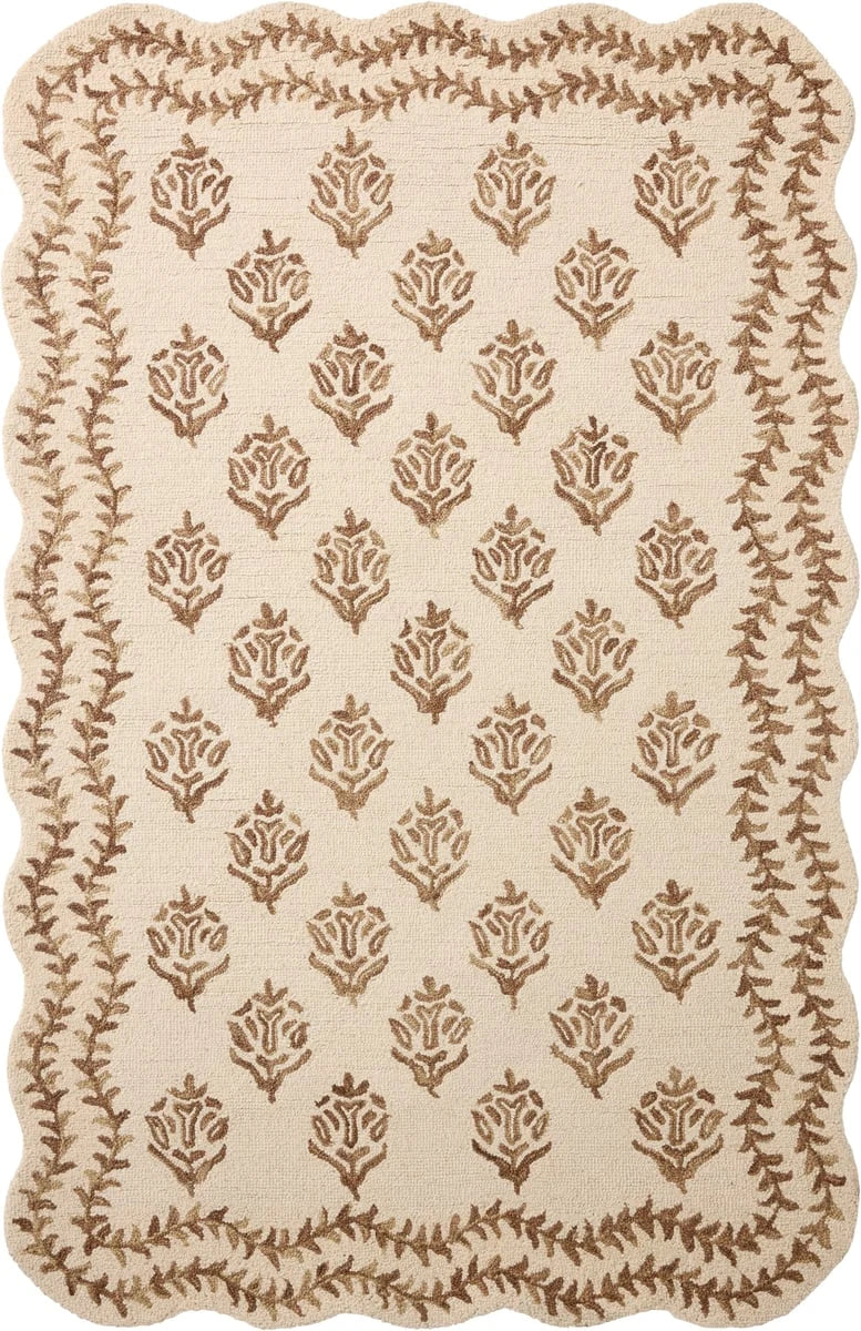 Christmas Ivory, Natural Floral Hand-Tufted Wool Rug - Image 2