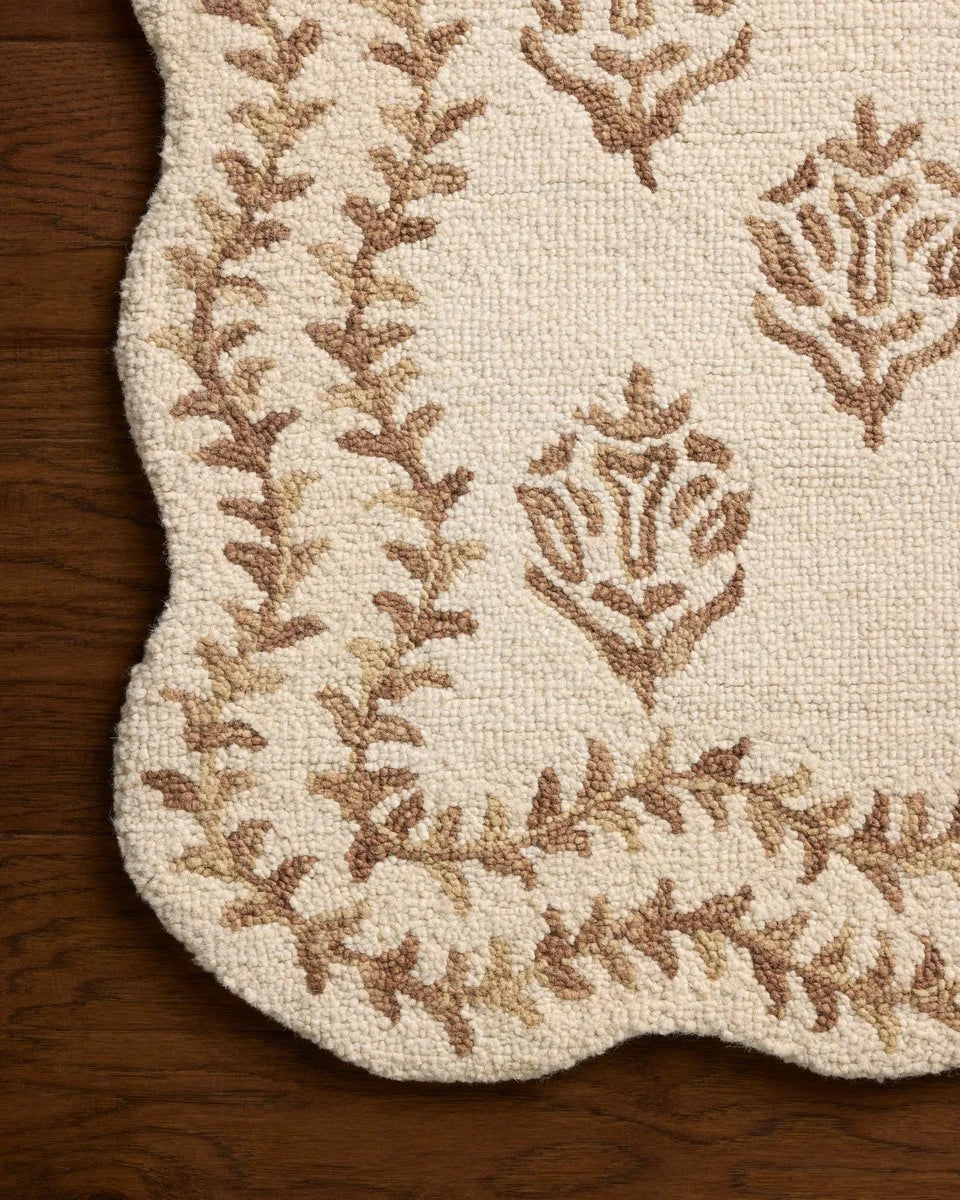 Christmas Ivory, Natural Floral Hand-Tufted Wool Rug - Image 5