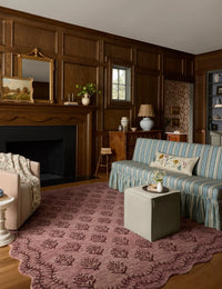 Christmas Plum, Dark Plum Floral Hand-Tufted Wool Rug - Image 1