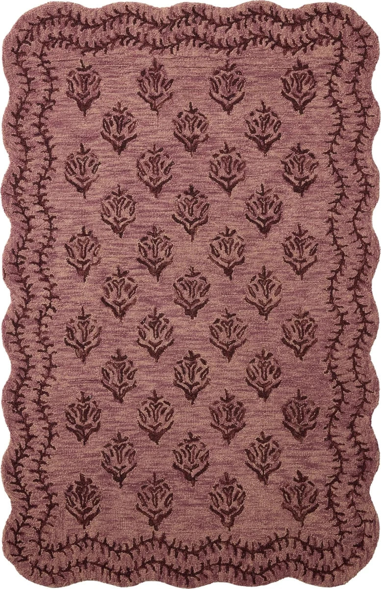 Christmas Plum, Dark Plum Floral Hand-Tufted Wool Rug - Image 2