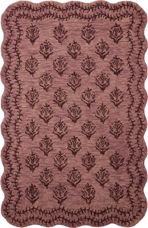 Christmas Plum, Dark Plum Floral Hand-Tufted Wool Rug - Image 2