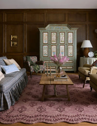 Christmas Plum, Dark Plum Floral Hand-Tufted Wool Rug - Image 3