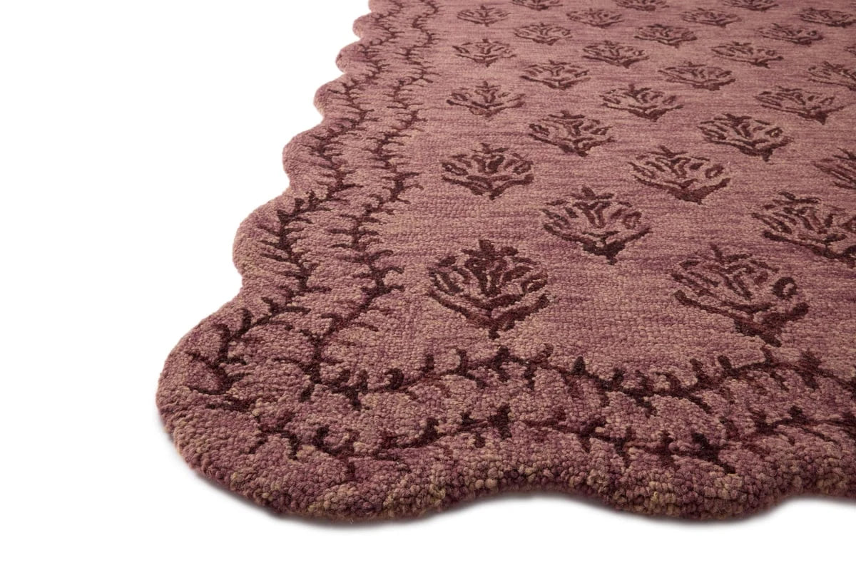 Christmas Plum, Dark Plum Floral Hand-Tufted Wool Rug - Image 5