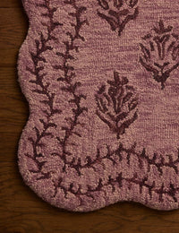 Christmas Plum, Dark Plum Floral Hand-Tufted Wool Rug - Image 6