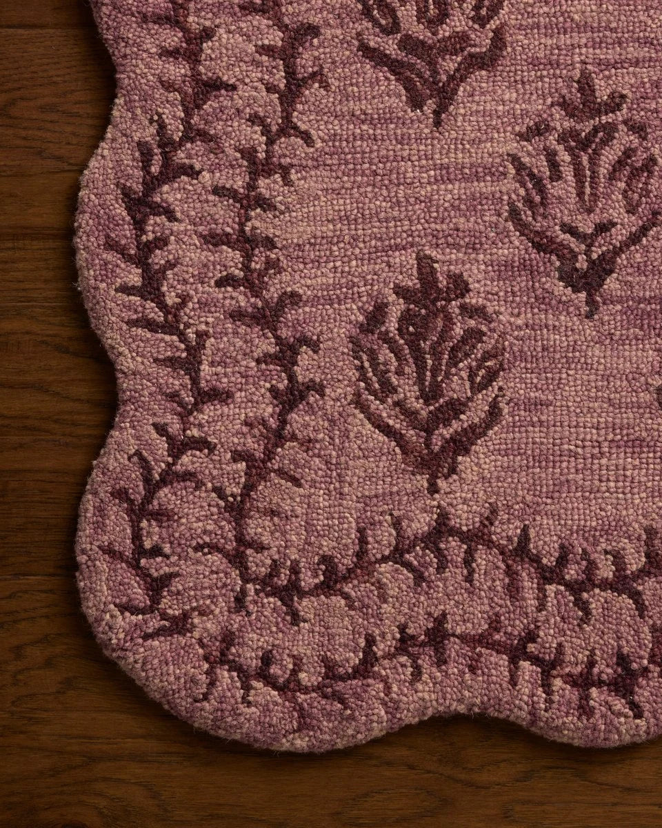 Christmas Plum, Dark Plum Floral Hand-Tufted Wool Rug - Image 6