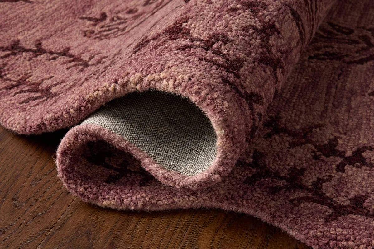 Christmas Plum, Dark Plum Floral Hand-Tufted Wool Rug - Image 8