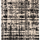 Clay CreamBlack Abstract Hand-Tufted Wool Rug - Image 2