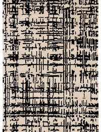 Clay CreamBlack Abstract Hand-Tufted Wool Rug - Image 2