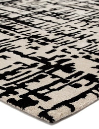 Clay CreamBlack Abstract Hand-Tufted Wool Rug - Image 3