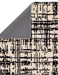 Clay CreamBlack Abstract Hand-Tufted Wool Rug - Image 4