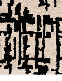 Clay CreamBlack Abstract Hand-Tufted Wool Rug - Image 5