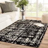 Clayt BlackCream Abstract Hand-Tufted Wool Rug - Image 1