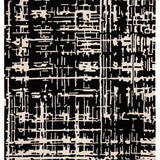 Clayt BlackCream Abstract Hand-Tufted Wool Rug - Image 2
