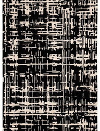 Clayt BlackCream Abstract Hand-Tufted Wool Rug - Image 2