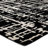 Clayt BlackCream Abstract Hand-Tufted Wool Rug - Image 3