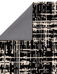 Clayt BlackCream Abstract Hand-Tufted Wool Rug - Image 4
