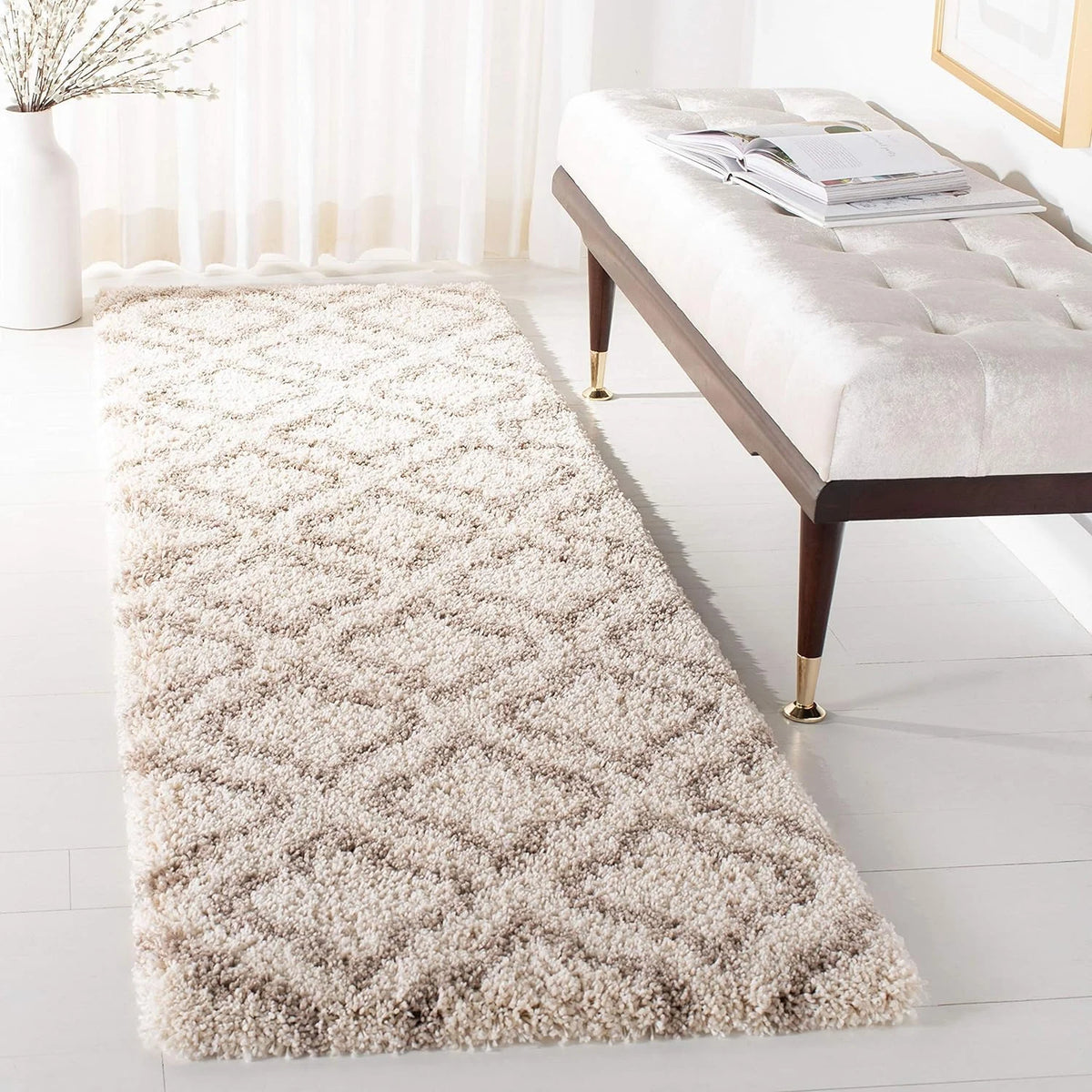 Club CREAM BEIGE Retro Collection Plush Shag Rug - Image 7