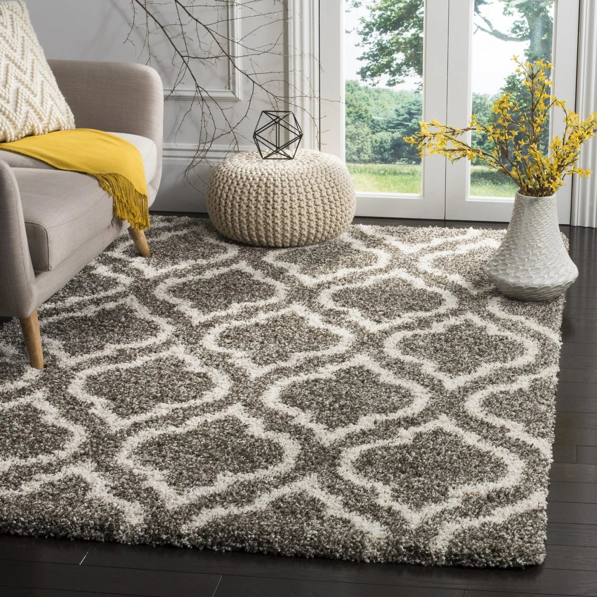Club Heather Grey & Ivory Retro Plush Shag Rug - Image 4
