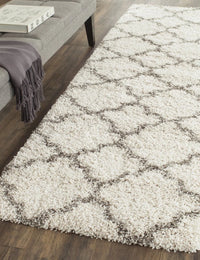 Club Ivory, Grey Retro Collection Plush Shag Rug - Image 1