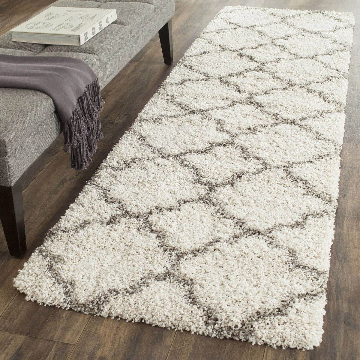 Club Ivory, Grey Retro Collection Plush Shag Rug - Image 1