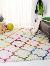 Club IVORY MULTI Retro Collection Plush Shag Rug - Image 1