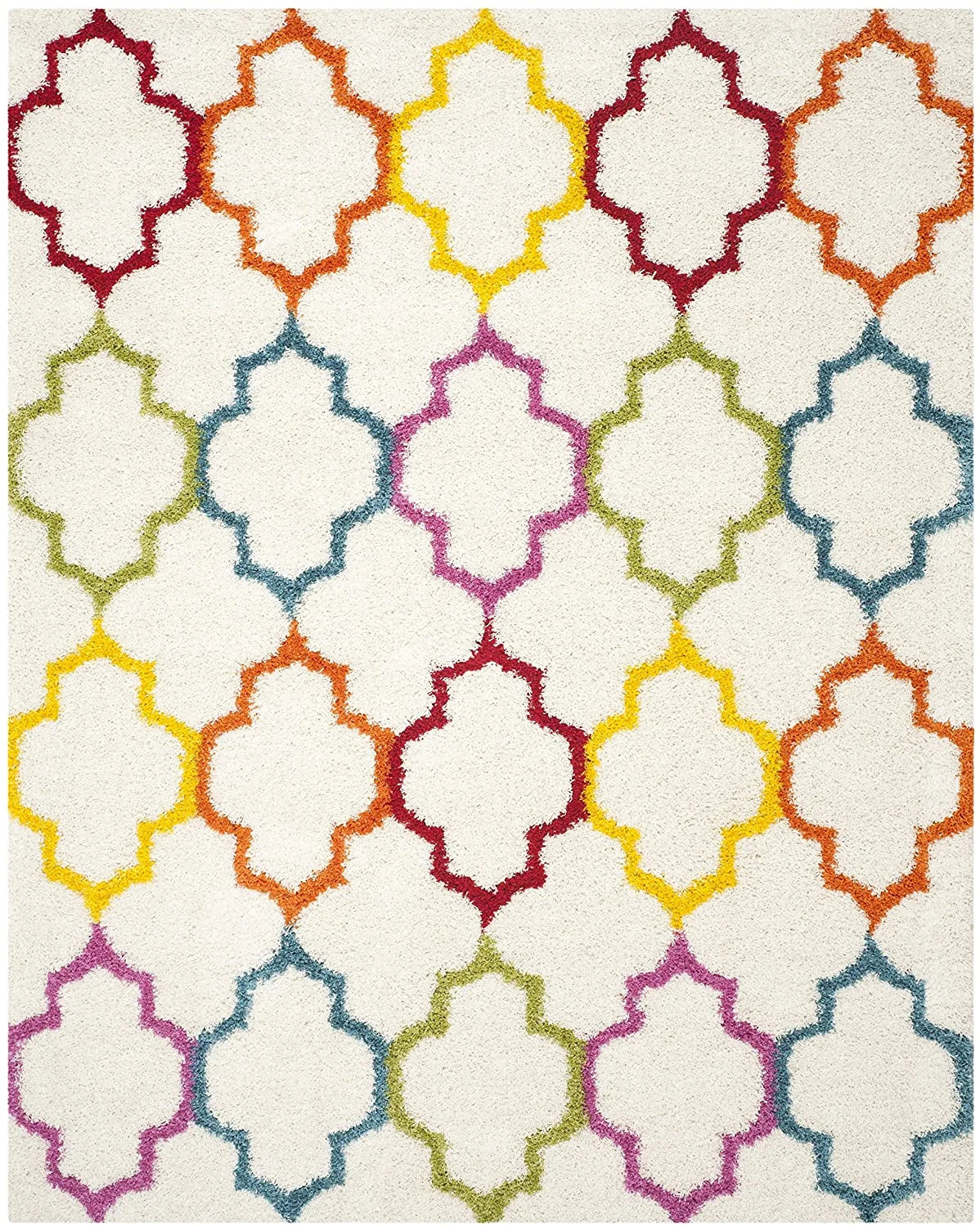 Club IVORY MULTI Retro Collection Plush Shag Rug - Image 3