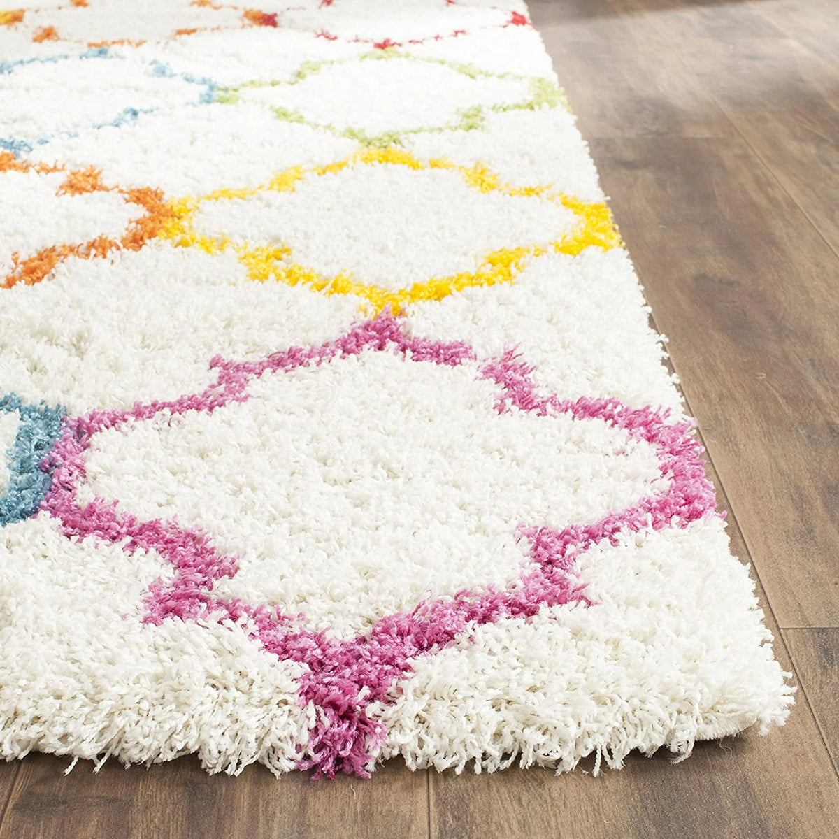 Club IVORY MULTI Retro Collection Plush Shag Rug - Image 4