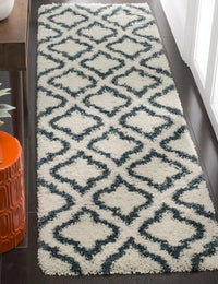 Club Ivory, Slate Blue Retro Collection Plush Shag Rug - Image 1