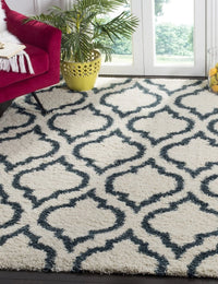 Club Ivory, Slate Blue Retro Collection Plush Shag Rug - Image 3
