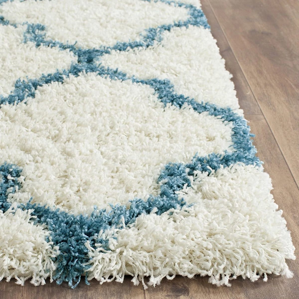 Club IVORY TEAL Retro Collection Plush Shag Rug - Image 4