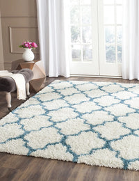 Club IVORY TEAL Retro Collection Plush Shag Rug - Image 5