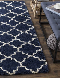 Club NAVY IVORY Retro Collection Plush Shag Rug - Image 1