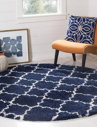 Club NAVY IVORY Retro Collection Plush Shag Rug - Image 3