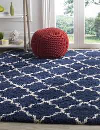 Club NAVY IVORY Retro Collection Plush Shag Rug - Image 4
