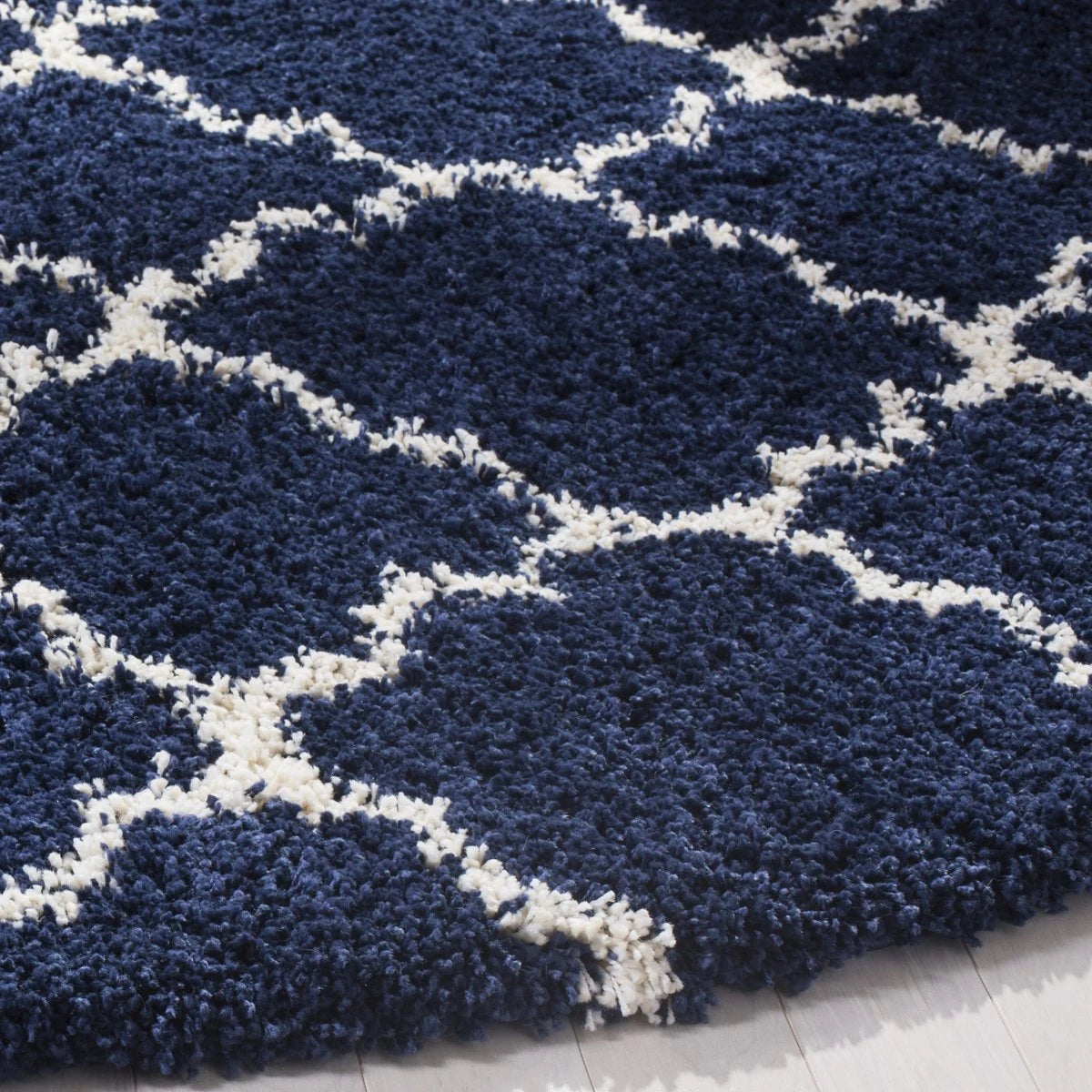 Club NAVY IVORY Retro Collection Plush Shag Rug - Image 6