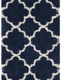 Club NAVY IVORY Retro Collection Plush Shag Rug - Image 7