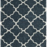 Club Slate Blue, Ivory Retro Collection Plush Shag Rug - Image 2