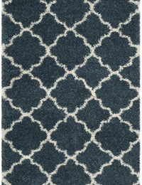 Club Slate Blue, Ivory Retro Collection Plush Shag Rug - Image 2