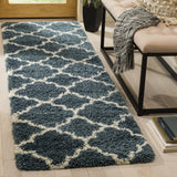 Club Slate Blue, Ivory Retro Collection Plush Shag Rug - Image 3