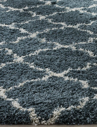 Club Slate Blue, Ivory Retro Collection Plush Shag Rug - Image 5