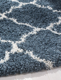 Club Slate Blue, Ivory Retro Collection Plush Shag Rug - Image 6