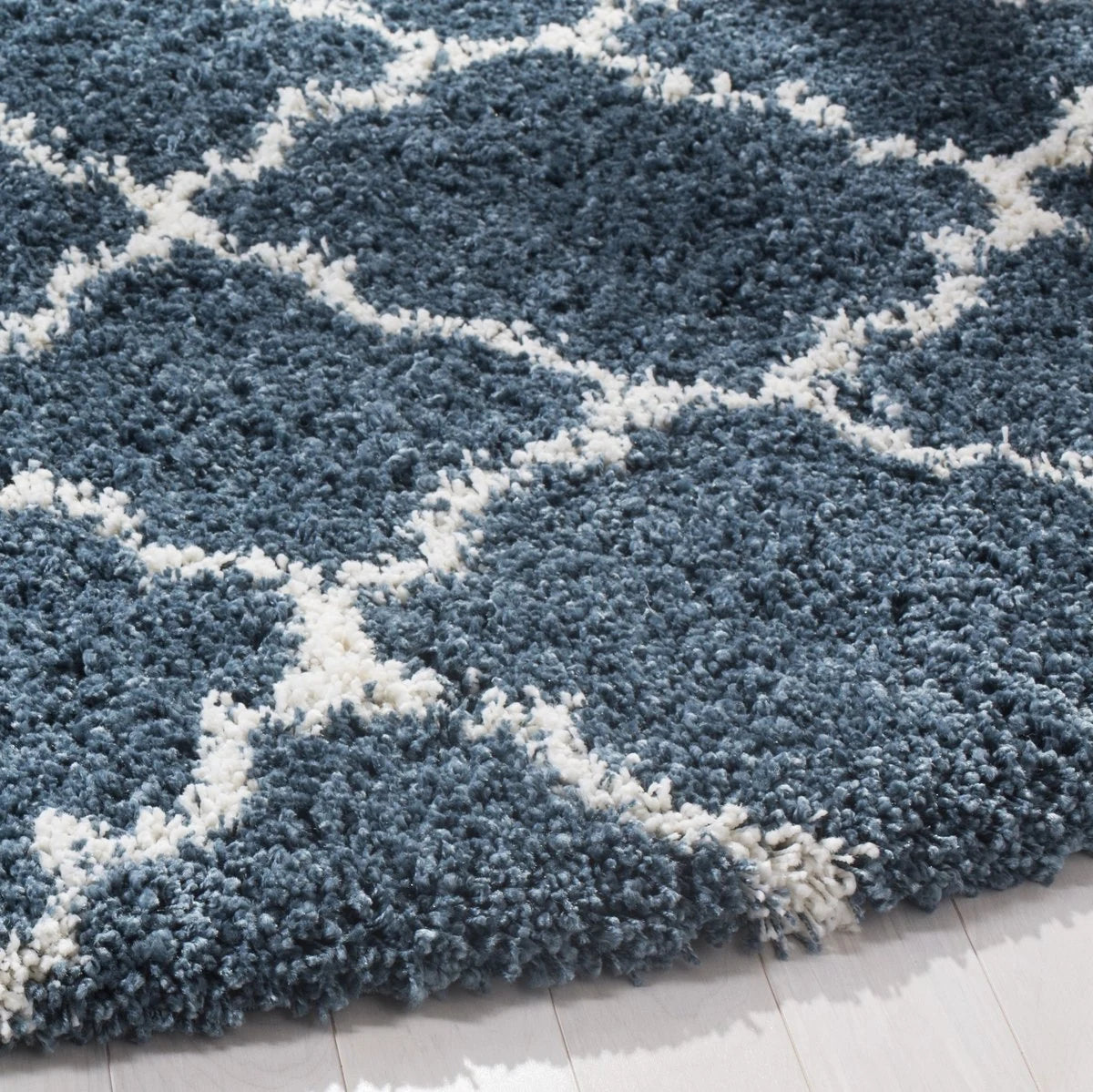 Club Slate Blue, Ivory Retro Collection Plush Shag Rug - Image 6