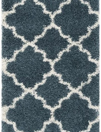 Club Slate Blue, Ivory Retro Collection Plush Shag Rug - Image 7